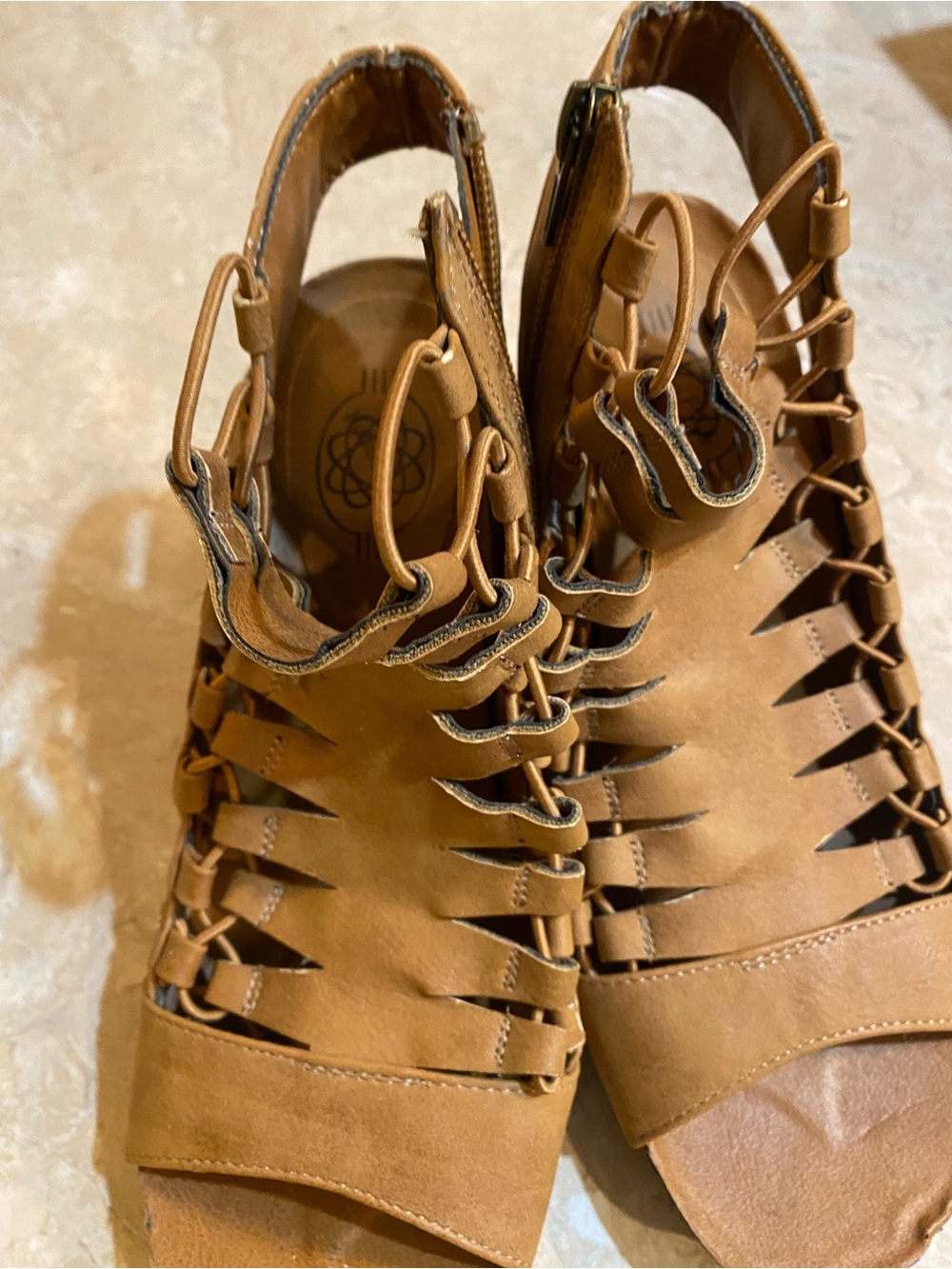 PIKOLINOS Tan Braided Cutout Peep-Toe Sandals - Picture 4 of 6